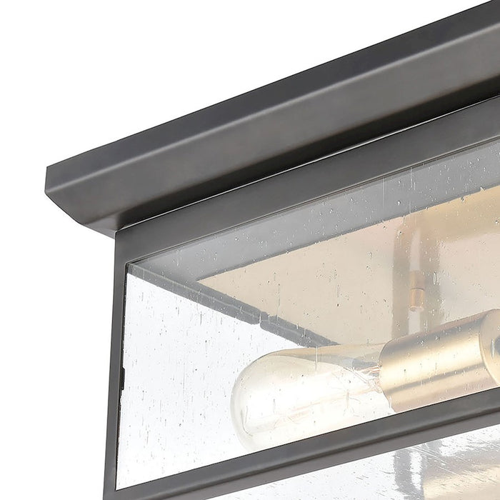 ELK Lighting Knowlton 2-Light Flush Mount, Matte Black/Seedy Glass