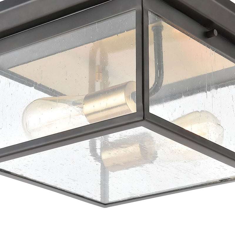 ELK Lighting Knowlton 2-Light Flush Mount, Matte Black/Seedy Glass