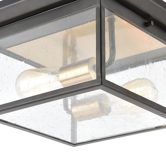 ELK Lighting Knowlton 2-Light Flush Mount, Matte Black/Seedy Glass