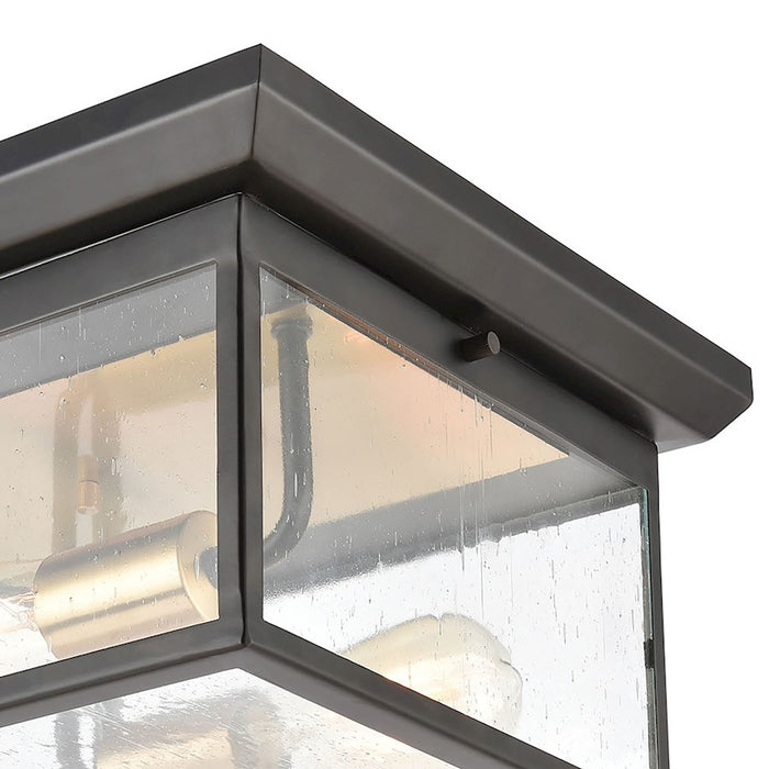 ELK Lighting Knowlton 2-Light Flush Mount, Matte Black/Seedy Glass