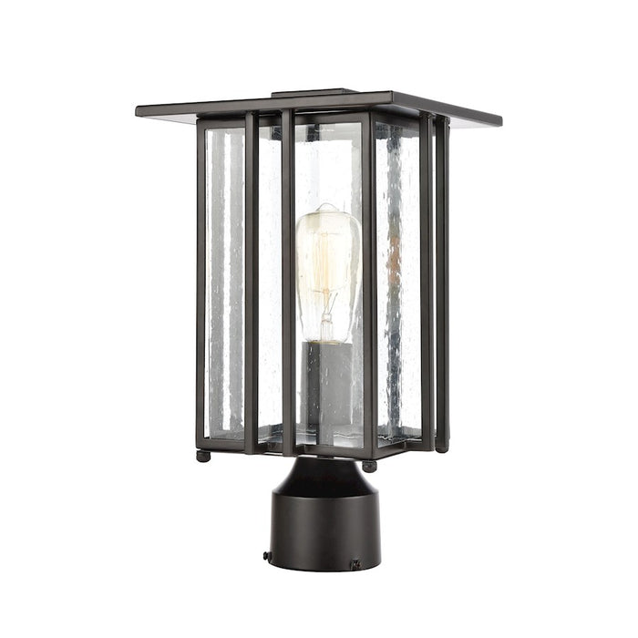 ELK Lighting Radnor 1-Light Post Mount, Matte Black/Seedy Glass