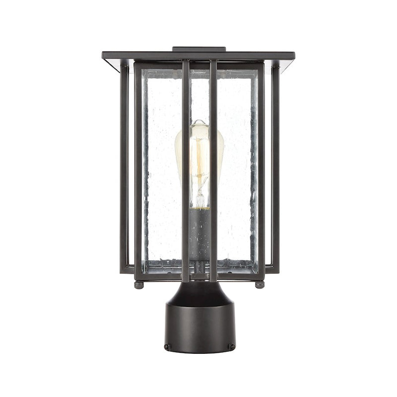 ELK Lighting Radnor 1-Light Post Mount, Matte Black/Seedy Glass
