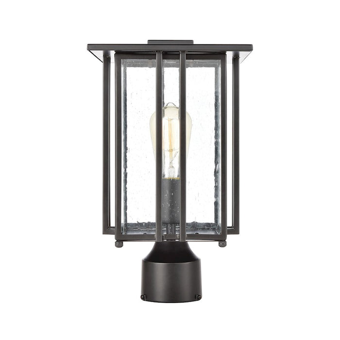 ELK Lighting Radnor 1-Light Post Mount, Matte Black/Seedy Glass