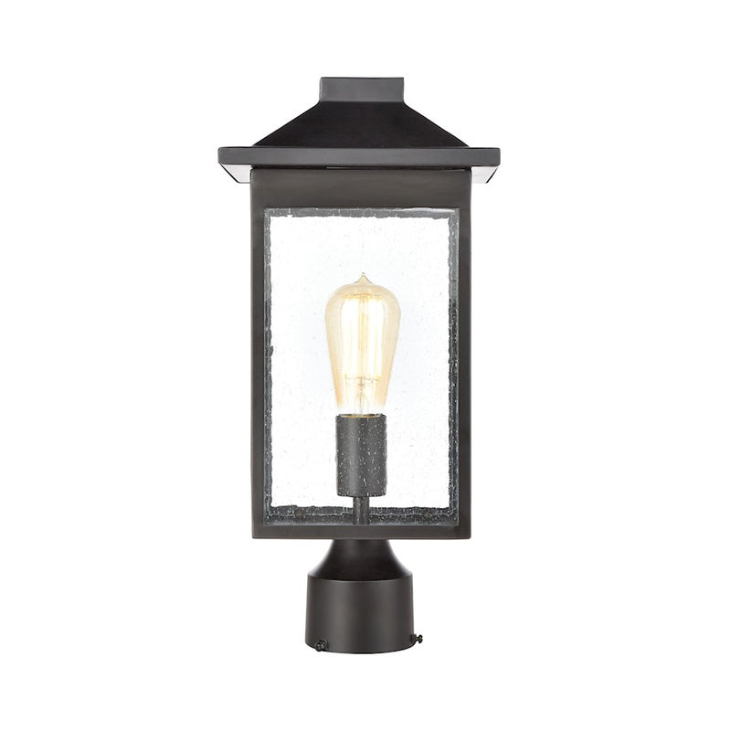 ELK Lighting Lamplighter 1-Light Post Mount, Matte Black/Seedy Glass
