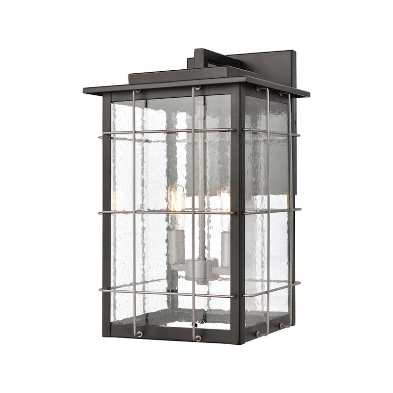 ELK Lighting Brewster 2-Light Sconce, Matte Black/Seedy Glass