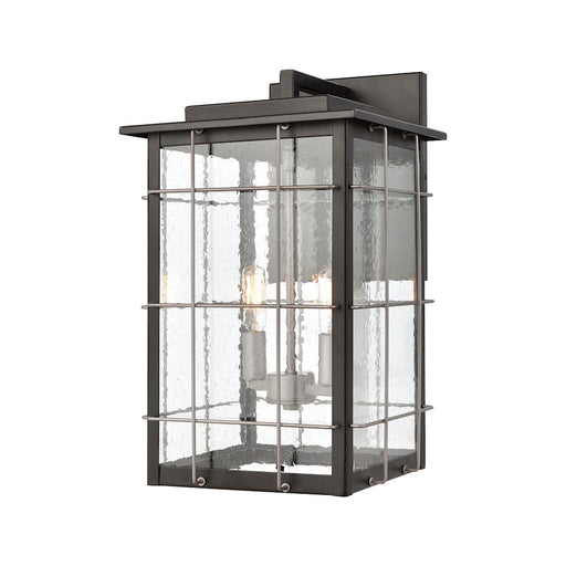 ELK Lighting Brewster 2-Light Sconce, Matte Black/Seedy Glass
