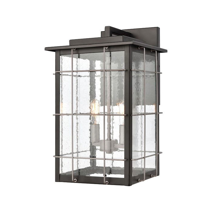 ELK Lighting Brewster 2-Light Sconce, Matte Black/Seedy Glass