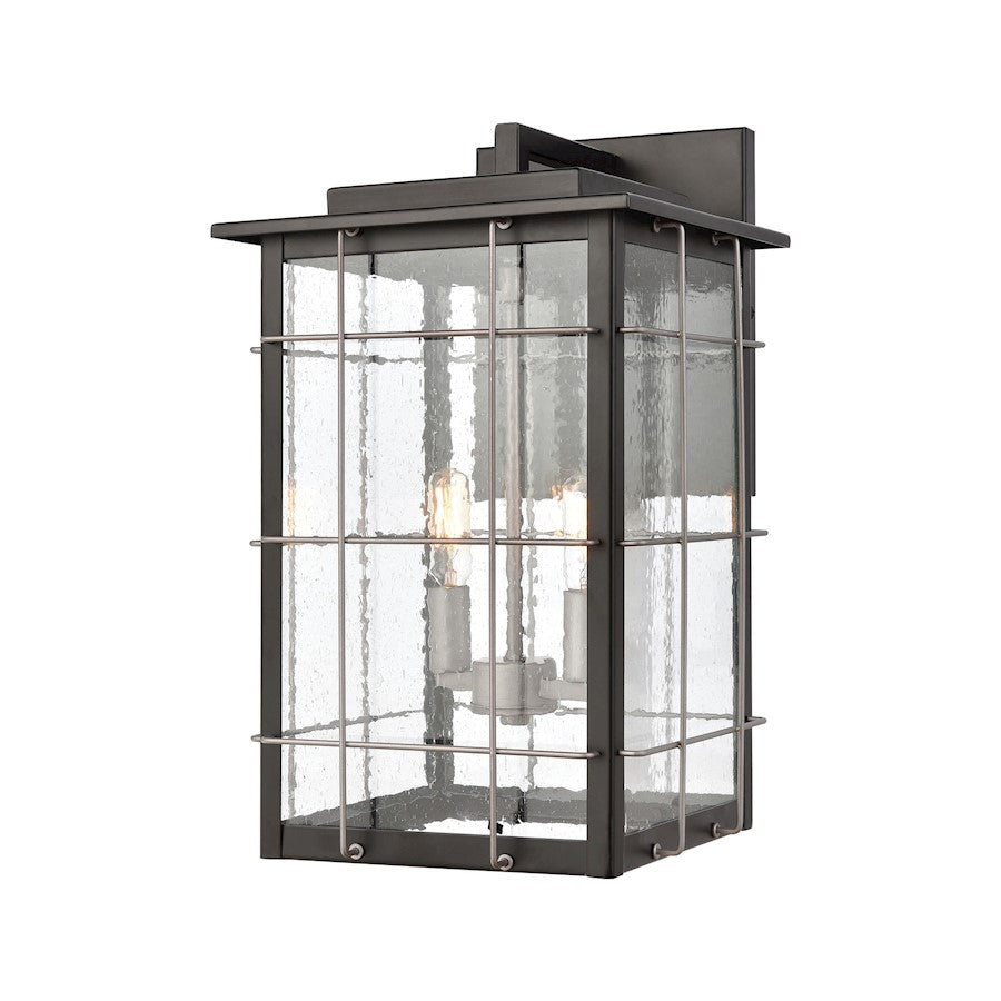 ELK Lighting Brewster 2-Light Sconce, Matte Black/Seedy Glass