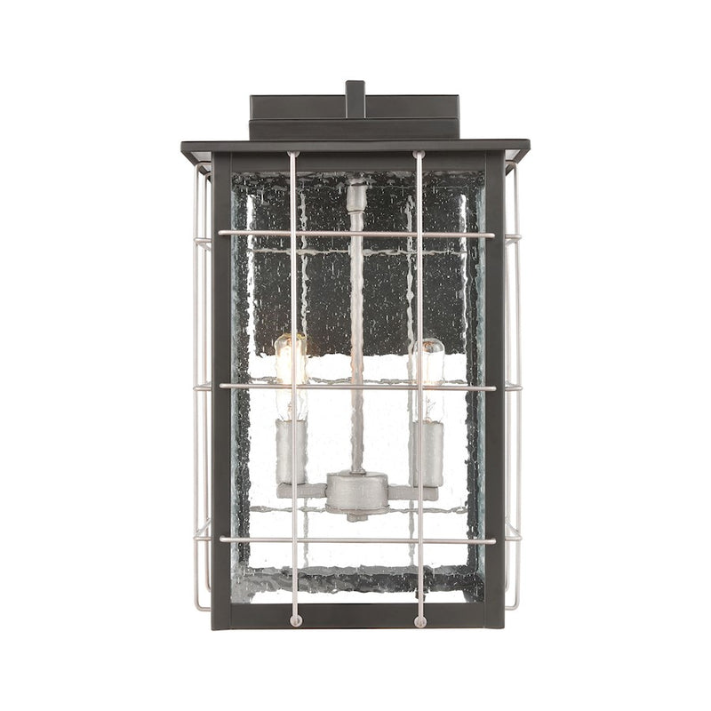 ELK Lighting Brewster 2-Light Sconce, Matte Black/Seedy Glass