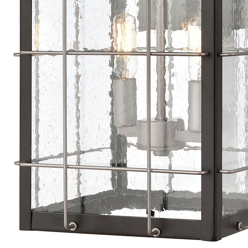 ELK Lighting Brewster 2-Light Sconce, Matte Black/Seedy Glass