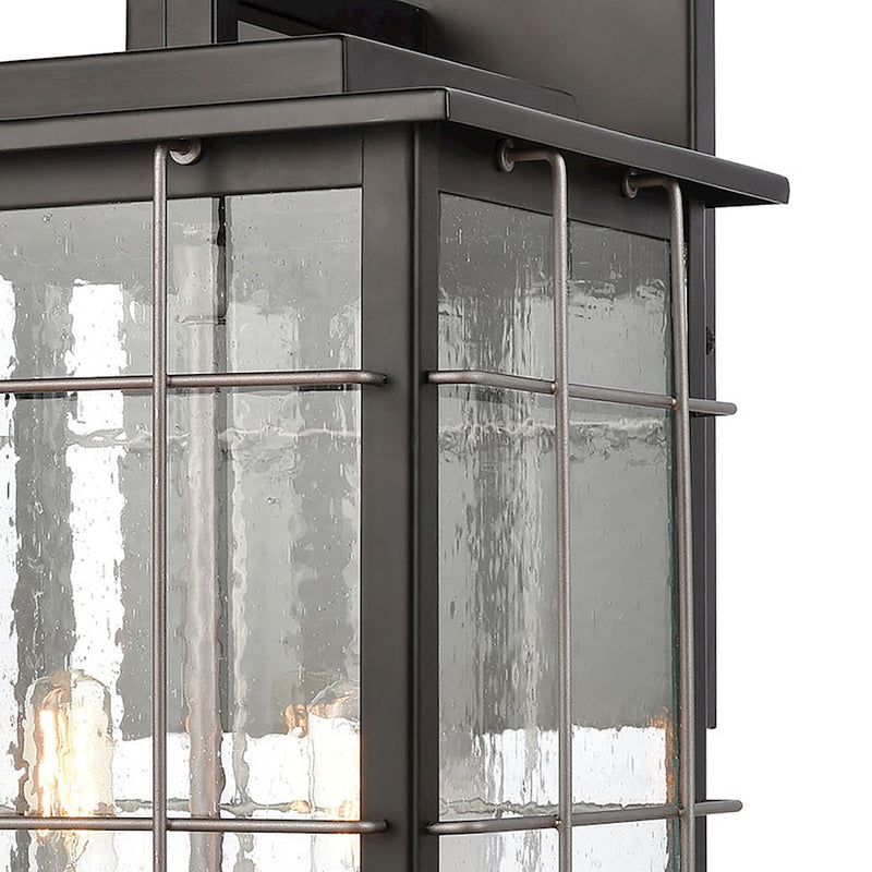 ELK Lighting Brewster 2-Light Sconce, Matte Black/Seedy Glass