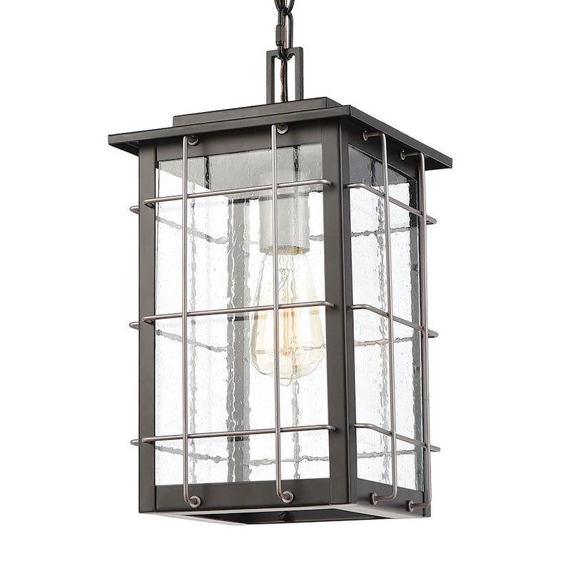 ELK Lighting Brewster 1-Light Hanging, Matte Black/Seedy Glass