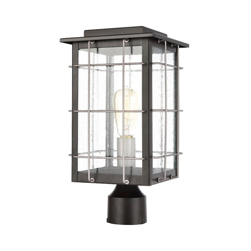 ELK Lighting Brewster 1-Light Post Mount, Matte Black/Seedy Glass