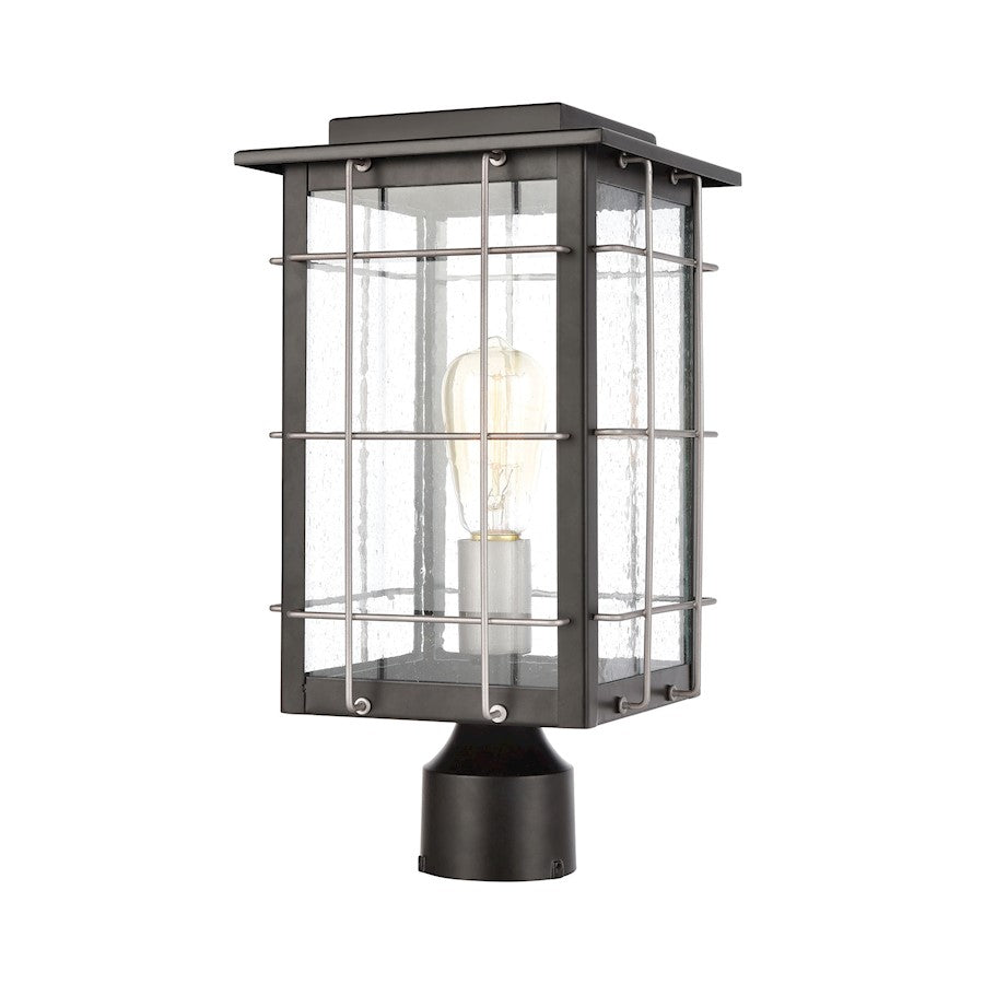 ELK Lighting Brewster 1-Light Post Mount, Matte Black/Seedy Glass