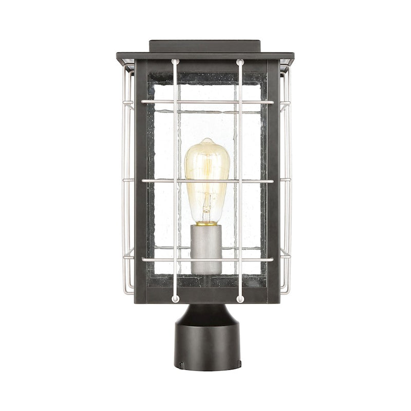 ELK Lighting Brewster 1-Light Post Mount, Matte Black/Seedy Glass