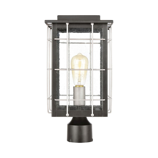 ELK Lighting Brewster 1-Light Post Mount, Matte Black/Seedy Glass
