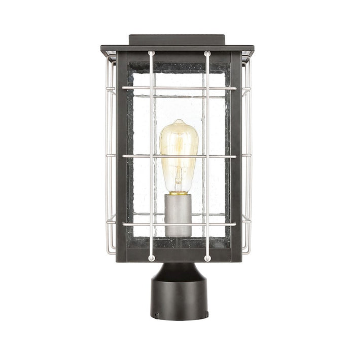ELK Lighting Brewster 1-Light Post Mount, Matte Black/Seedy Glass