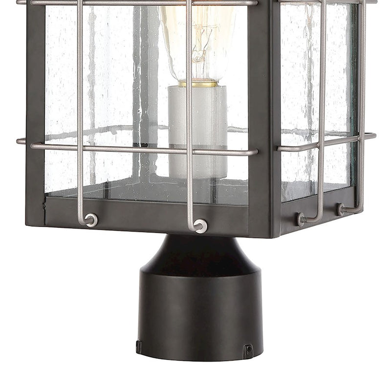 ELK Lighting Brewster 1-Light Post Mount, Matte Black/Seedy Glass