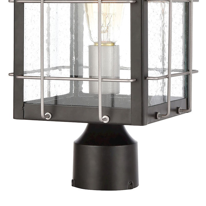 ELK Lighting Brewster 1-Light Post Mount, Matte Black/Seedy Glass
