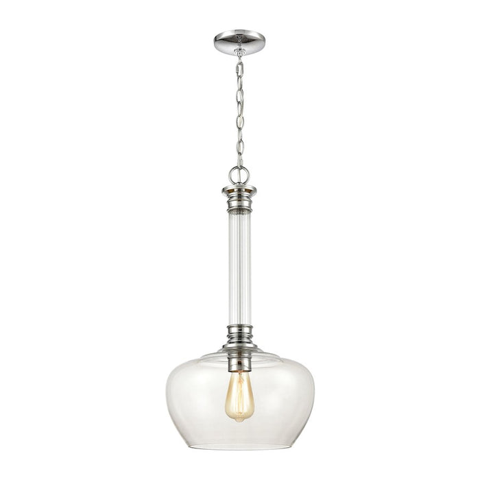 ELK Lighting Glasgow 1-Light Pendant, Polished Chrome/Clear Glass