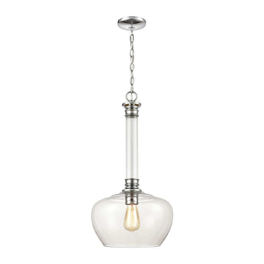 ELK Lighting Glasgow 1-Light Pendant, Polished Chrome/Clear Glass