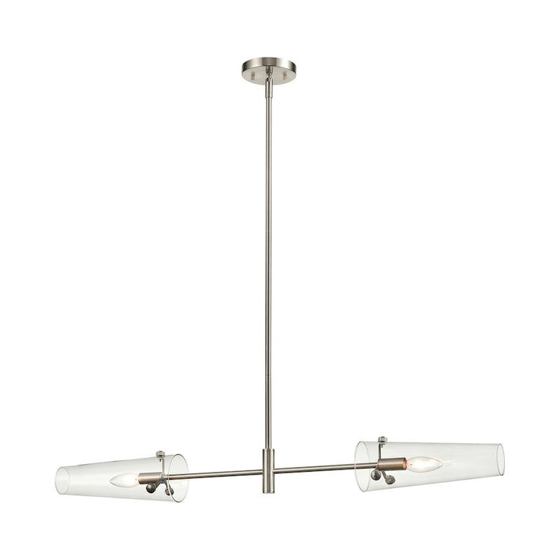 ELK Lighting Valante 2-Light Island Light, Satin Nickel/Clear Glass