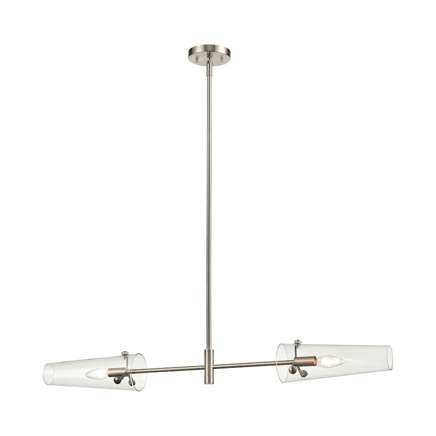ELK Lighting Valante 2-Light Island Light, Satin Nickel/Clear Glass