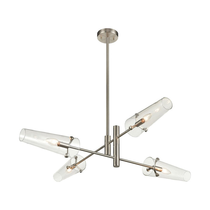 ELK Lighting Valante 4-Light Chandelier, Satin Nickel/Clear Glass