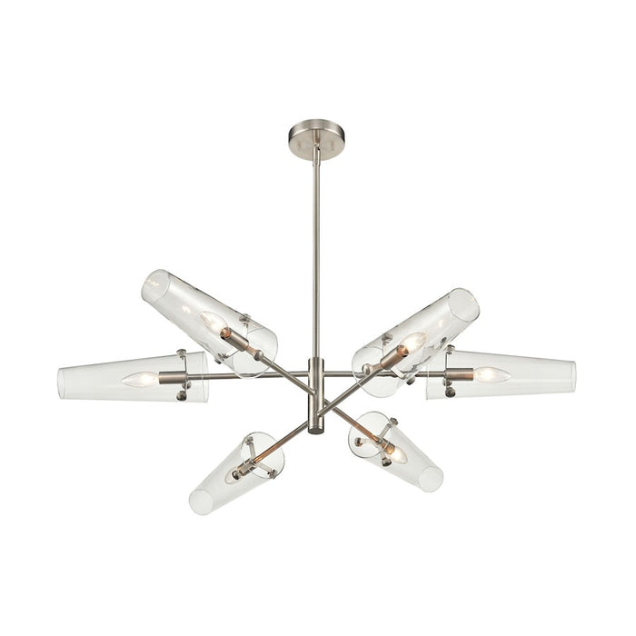 ELK Lighting Valante 6-Light 55" Chandelier, Satin Nickel/Clear Glass