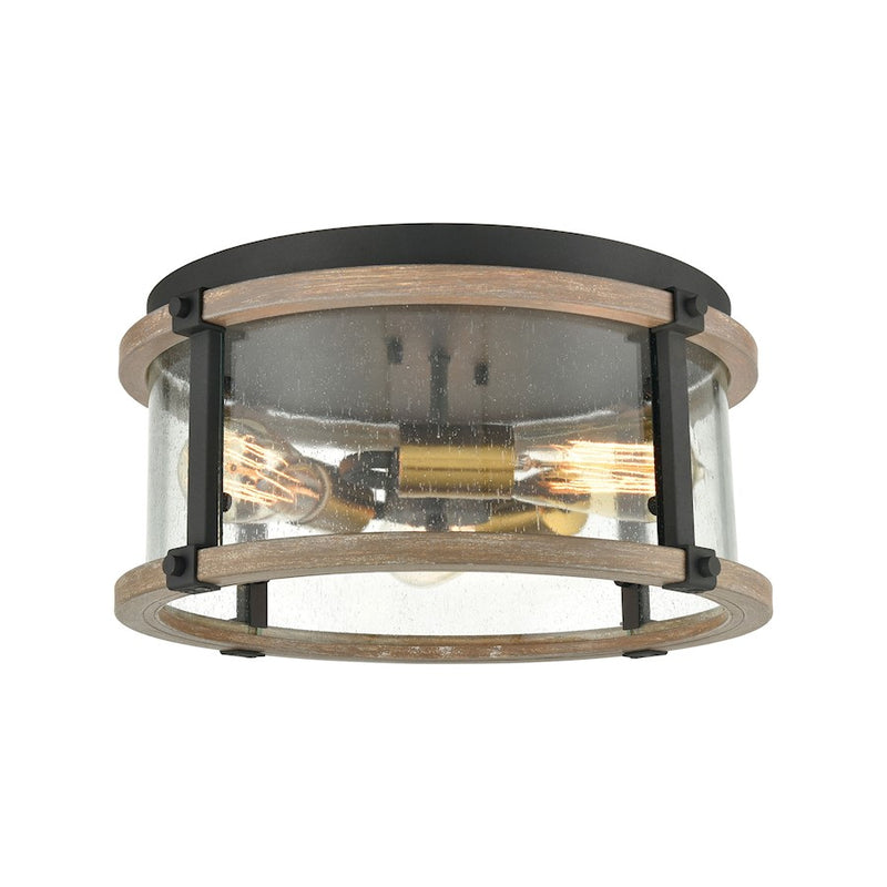 ELK Lighting Geringer 3-Light Flush, Charcoal & Beechwood/Seedy
