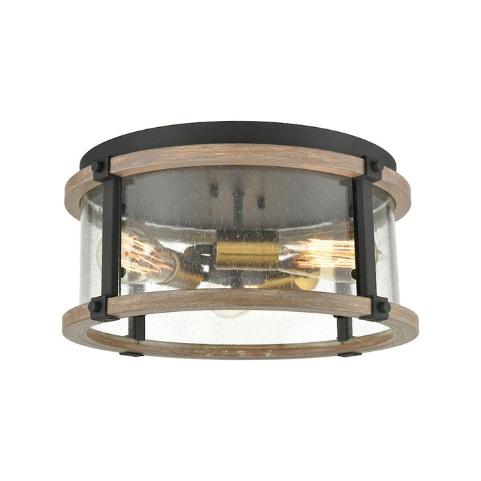 ELK Lighting Geringer 3-Light Flush, Charcoal & Beechwood/Seedy