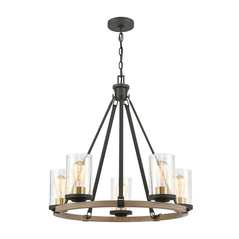 ELK Lighting Geringer 5-Light Chandelier, Charcoal & Beechwood/Seedy