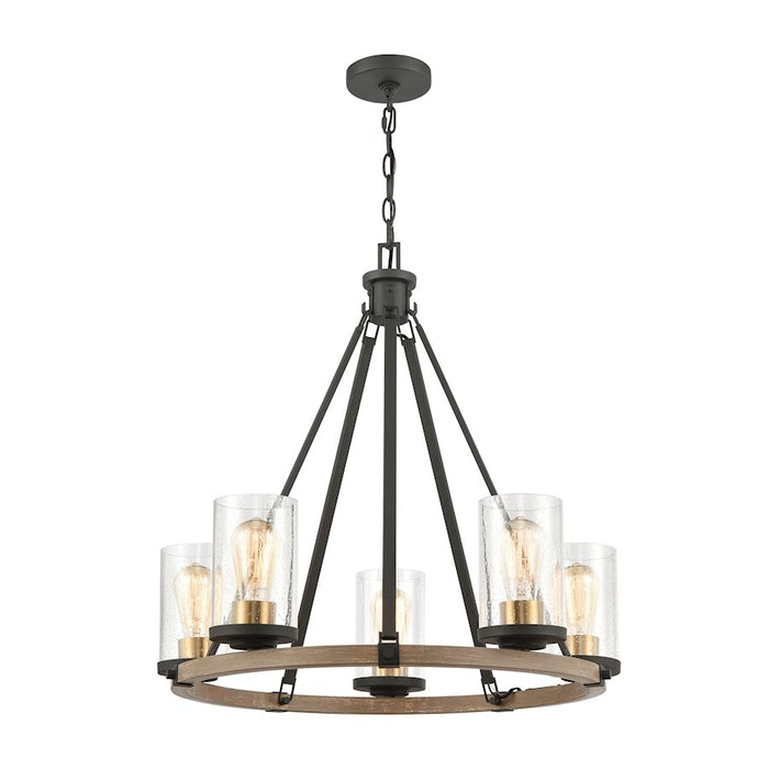 ELK Lighting Geringer 5-Light Chandelier, Charcoal & Beechwood/Seedy