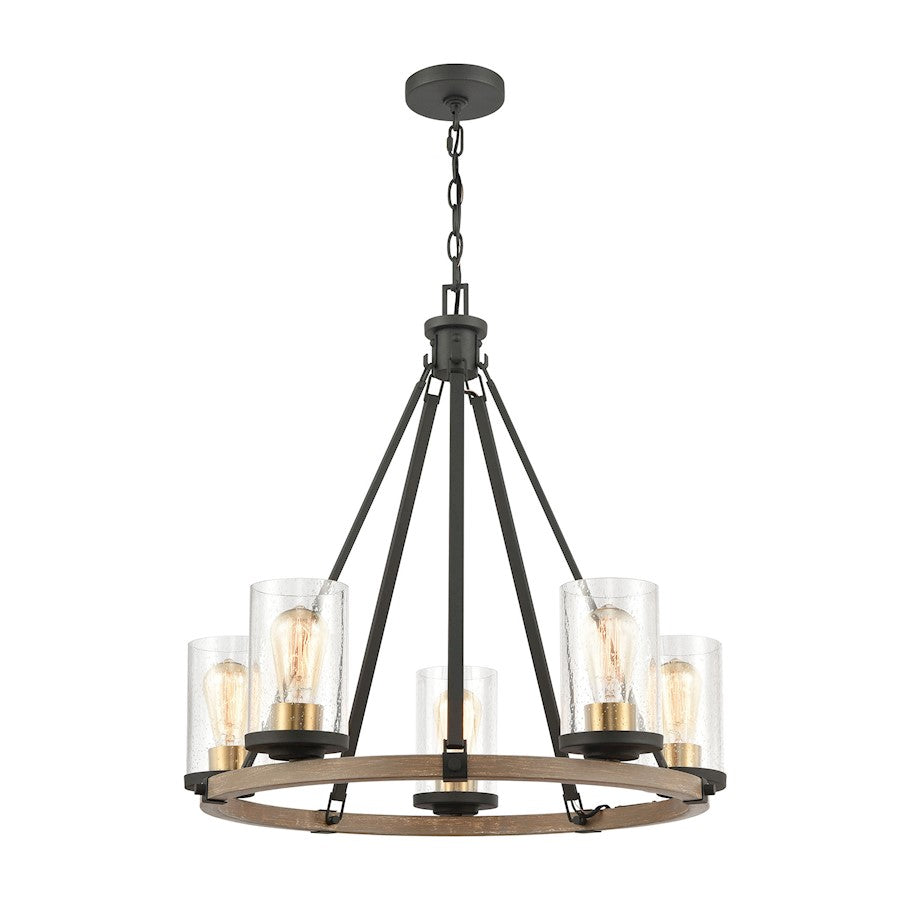 ELK Lighting Geringer 5-Light Chandelier, Charcoal & Beechwood/Seedy