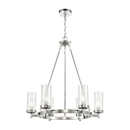 ELK Lighting Melinda 6-Light Chandelier, Polished Chrome/Seedy Glass