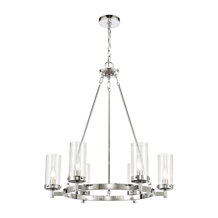 ELK Lighting Melinda 6-Light Chandelier, Polished Chrome/Seedy Glass