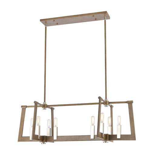 ELK Lighting Axis 8-Light Linear Chandelier, Light Wood and Nickel