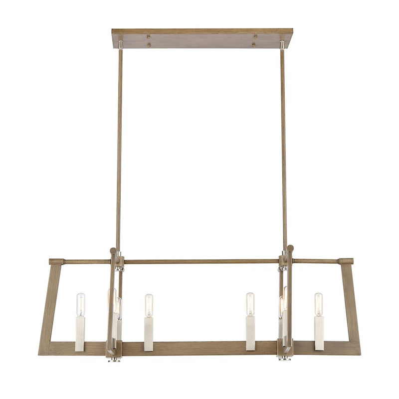 ELK Lighting Axis 8-Light Linear Chandelier, Light Wood and Nickel