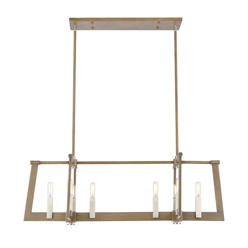 ELK Lighting Axis 8-Light Linear Chandelier, Light Wood and Nickel
