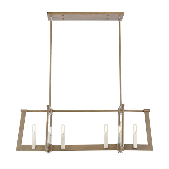 ELK Lighting Axis 8-Light Linear Chandelier, Light Wood and Nickel
