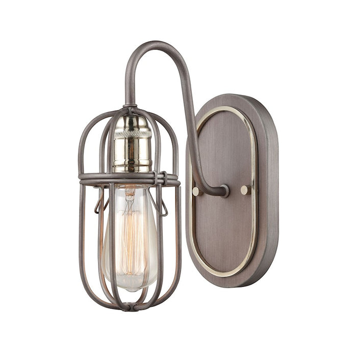 ELK Lighting Industrial Cage 1-Light Wall Sconce, Weathered Zinc