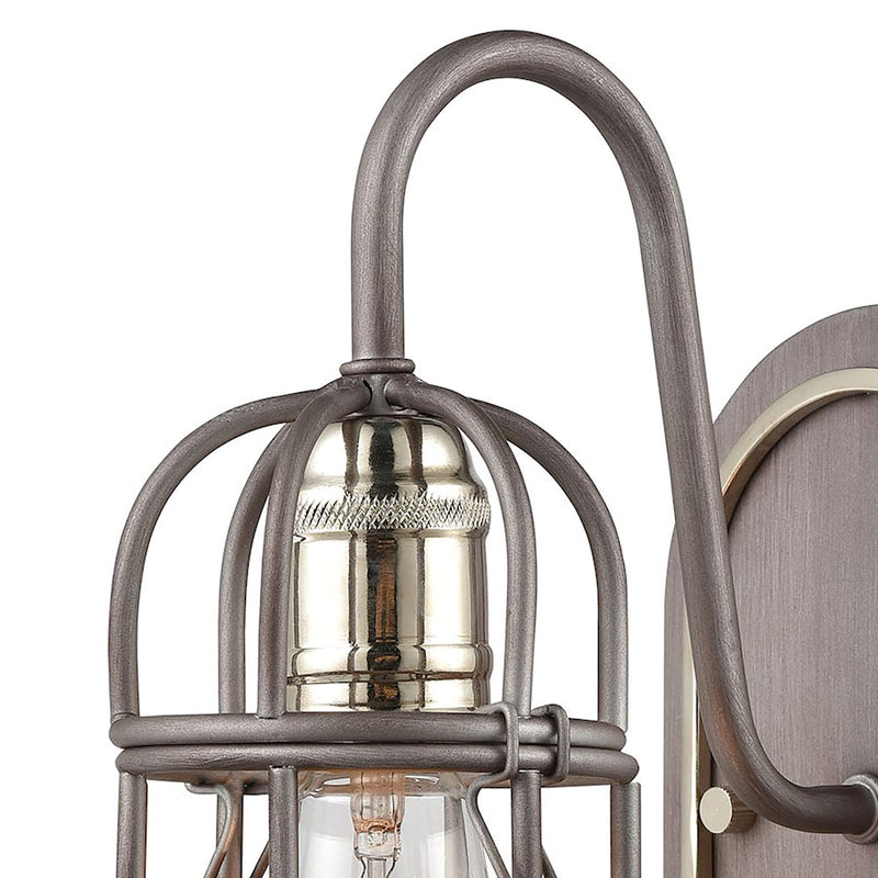 ELK Lighting Industrial Cage 1-Light Wall Sconce, Weathered Zinc
