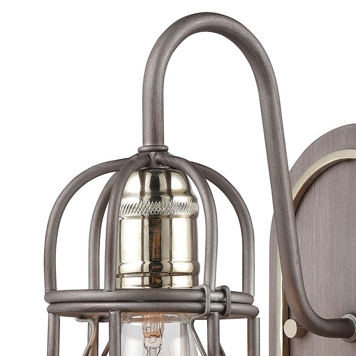 ELK Lighting Industrial Cage 1-Light Wall Sconce, Weathered Zinc