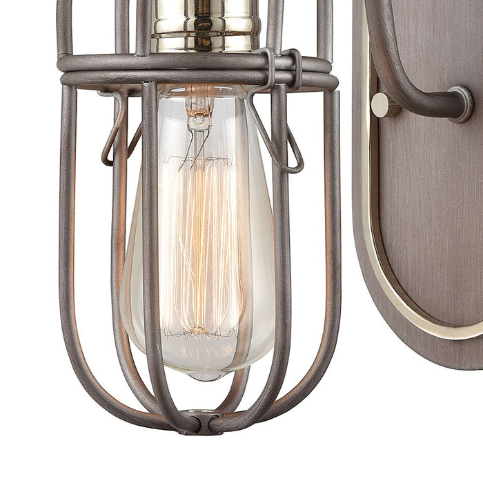 ELK Lighting Industrial Cage 1-Light Wall Sconce, Weathered Zinc