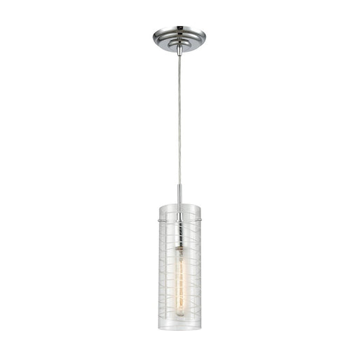 ELK Lighting Swirl 1-Light Mini Pendant, Chrome/Clear Etched Glass