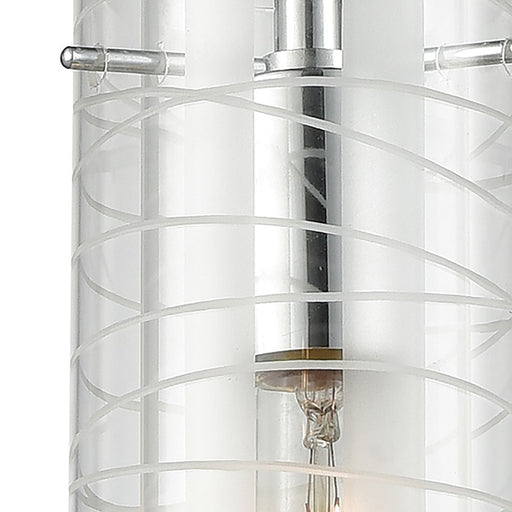 ELK Lighting Swirl 1-Light Mini Pendant, Chrome/Clear Etched Glass