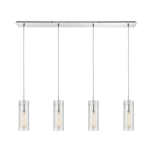 ELK Lighting Swirl 4-Light Linear Pendant, Chrome/Clear Etched Glass