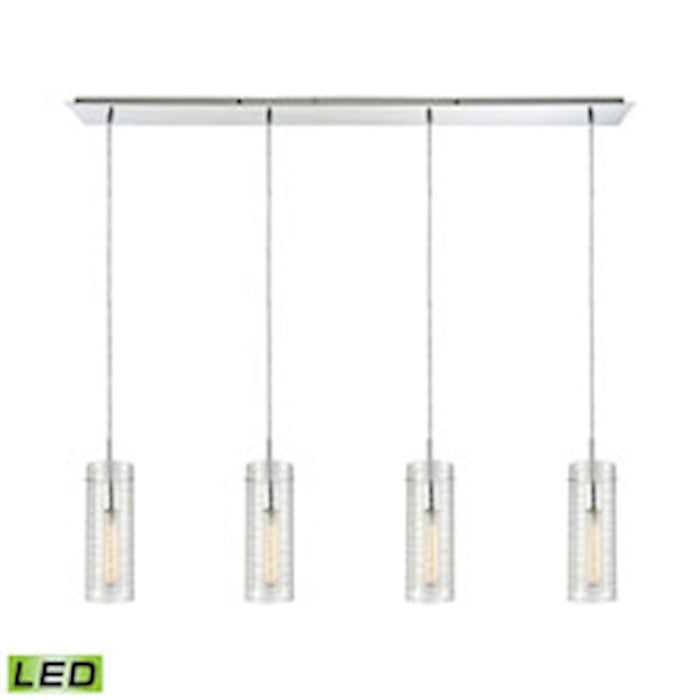 ELK Lighting Swirl 4-Light Linear Pendant, Chrome/Clear Etched Glass