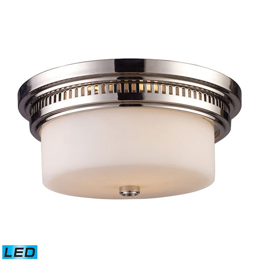 ELK Lighting Chadwick 111 2-Light Flush, Nickel/White Glass, LED