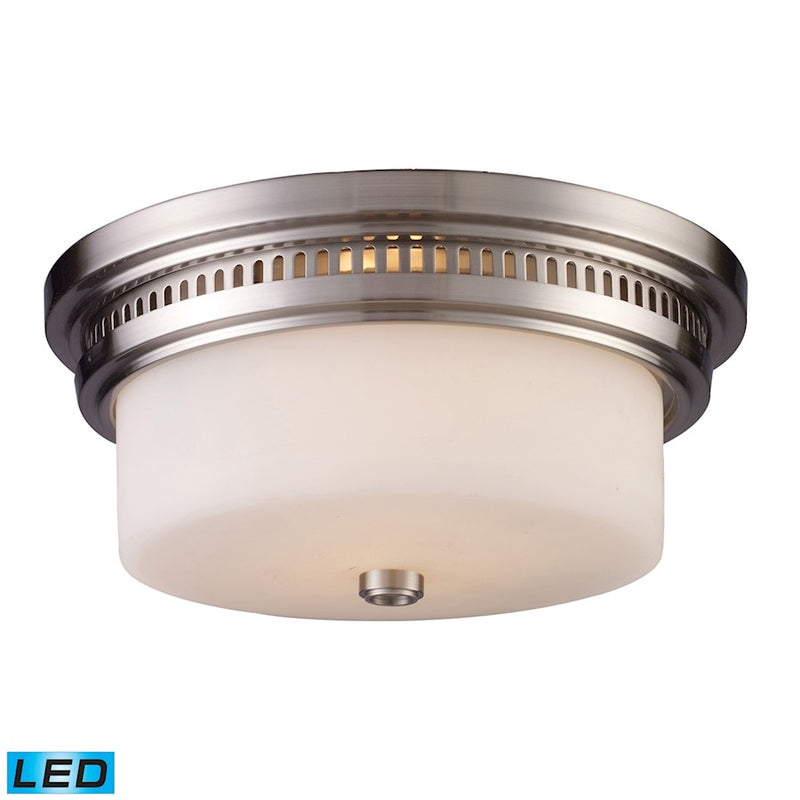 ELK Lighting Chadwick 121 2-Light Flush, Nickel/White Glass, LED